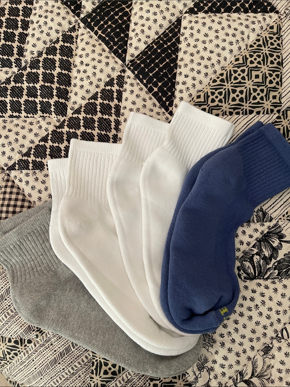 HUE Women's Ankle Socks Pack — White, Gray & Blue